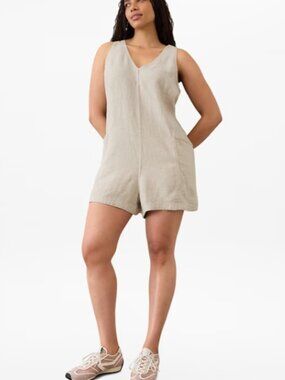 Athleta Retreat Linen Romper Size: Med - New Coastal Travel Summer Essential NWT